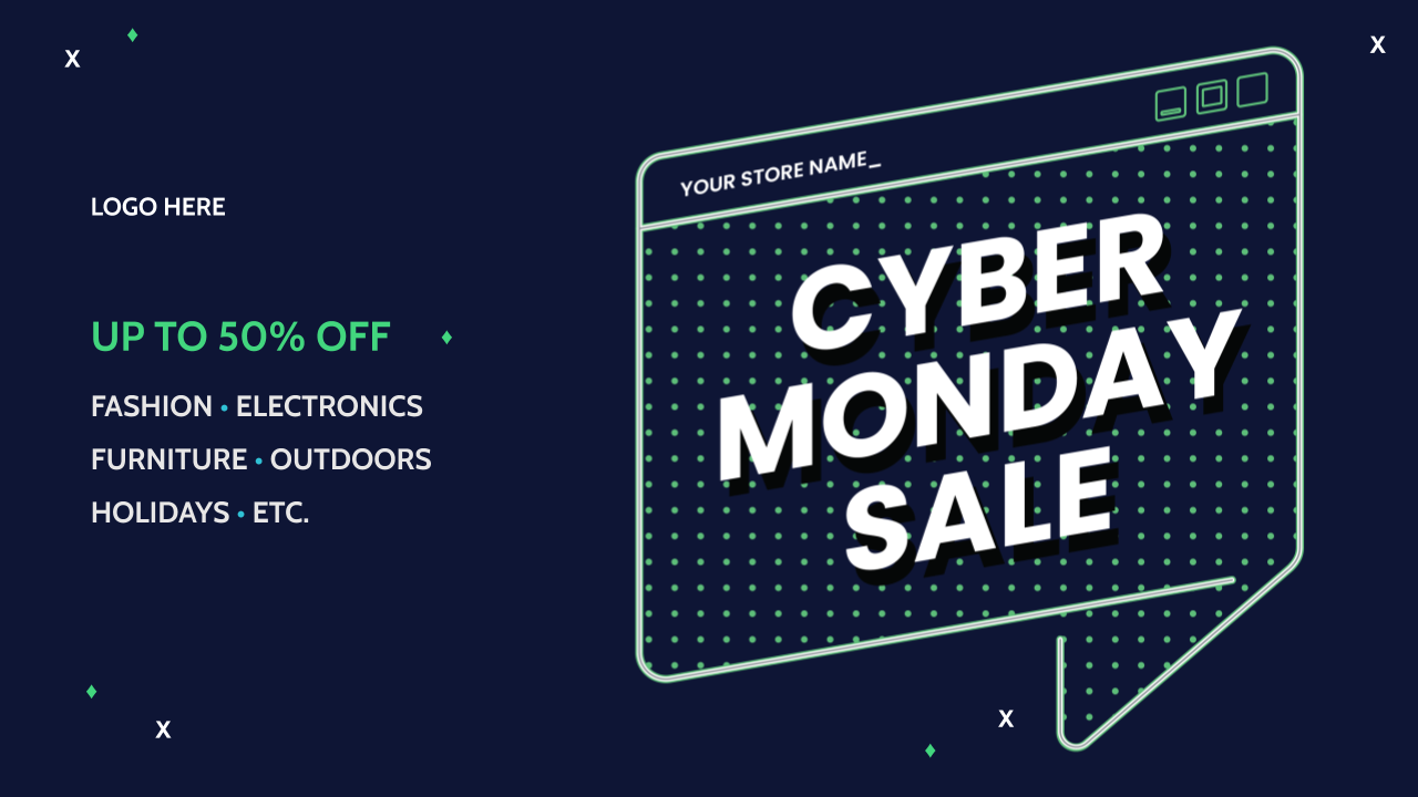 Cyber Monday Sales digital signage template preview
