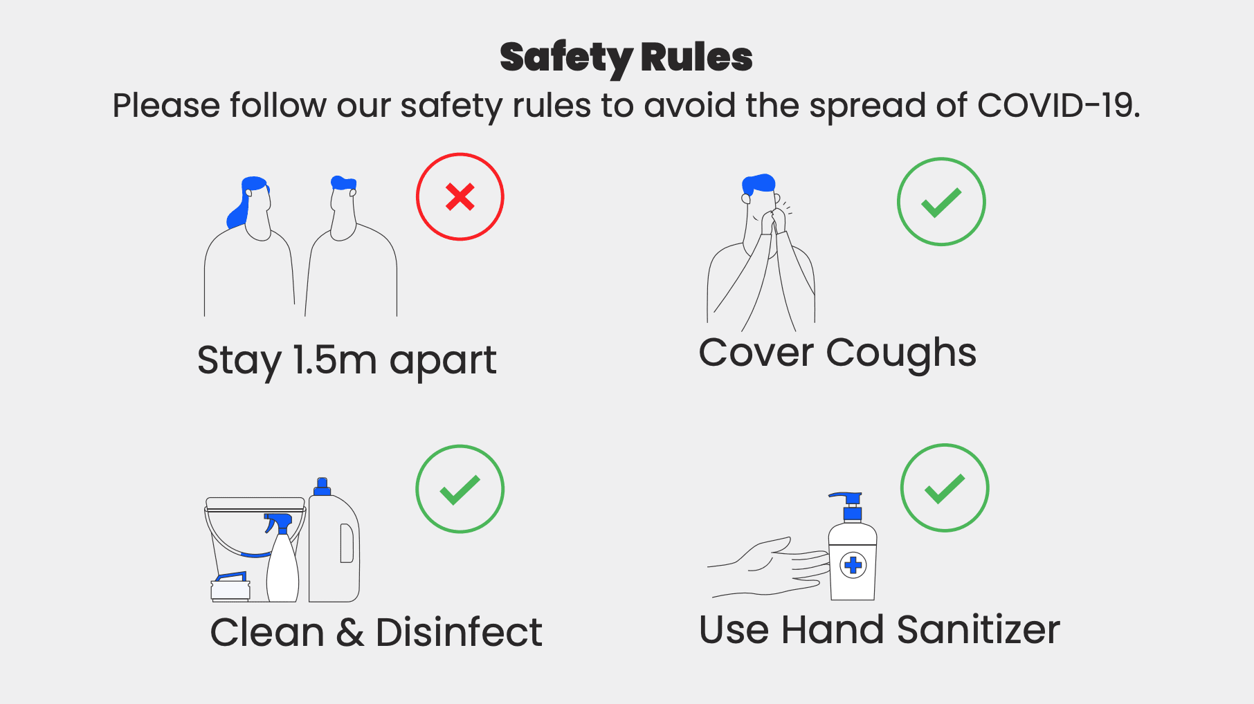 COVID-19 Safety Rules digital signage template preview