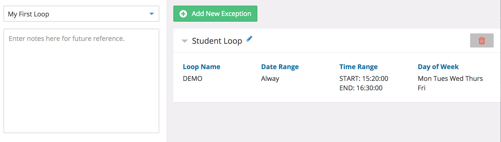 Scheduling an Exception
