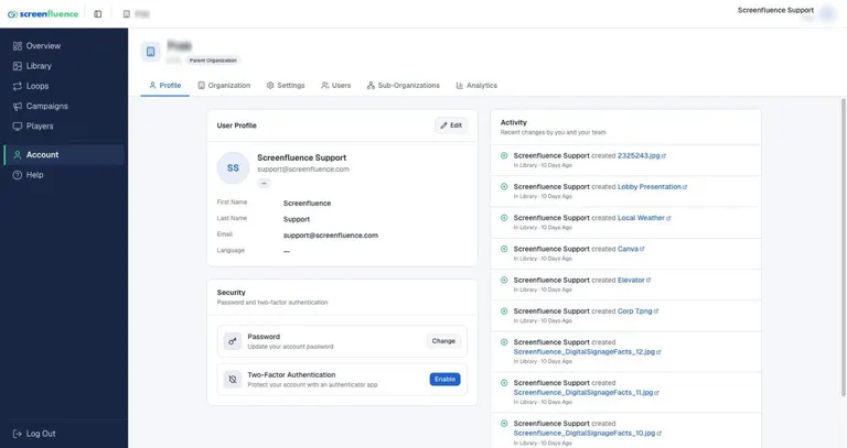 The Profile page