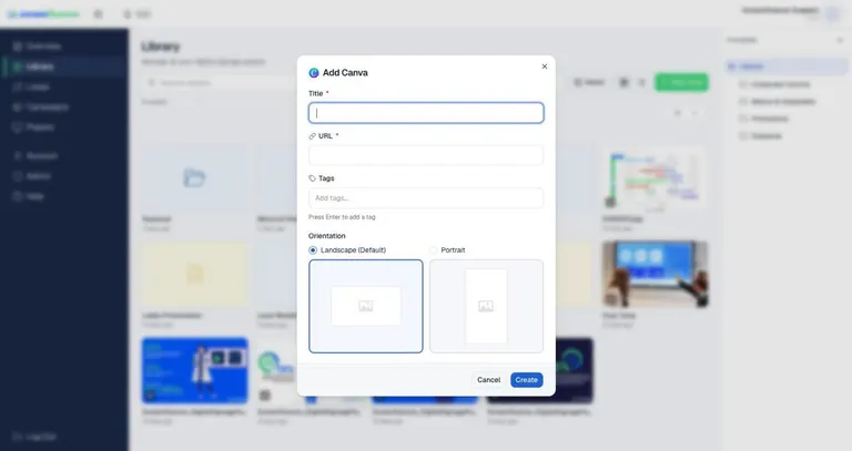 The Add Canva window
