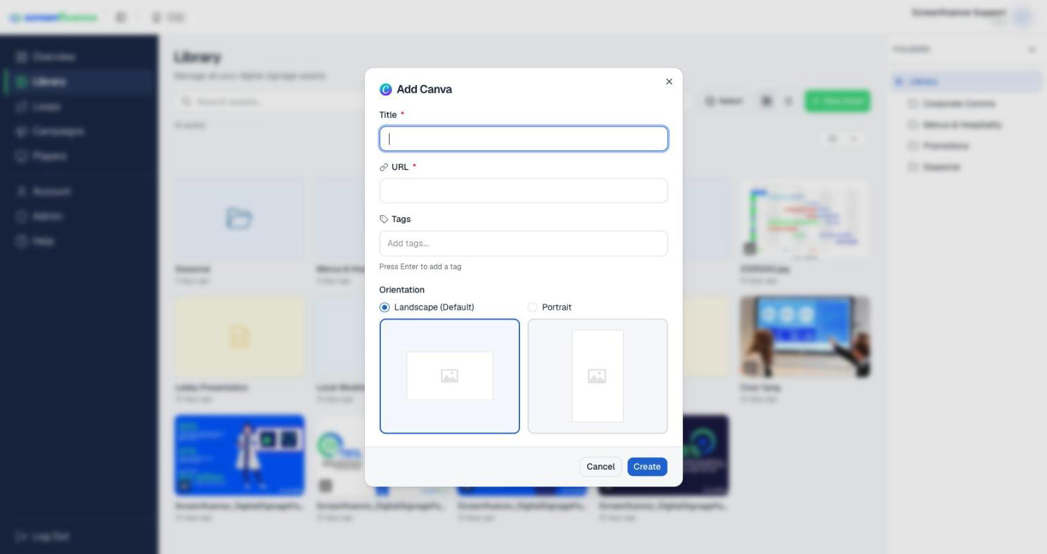 The Add Canva window