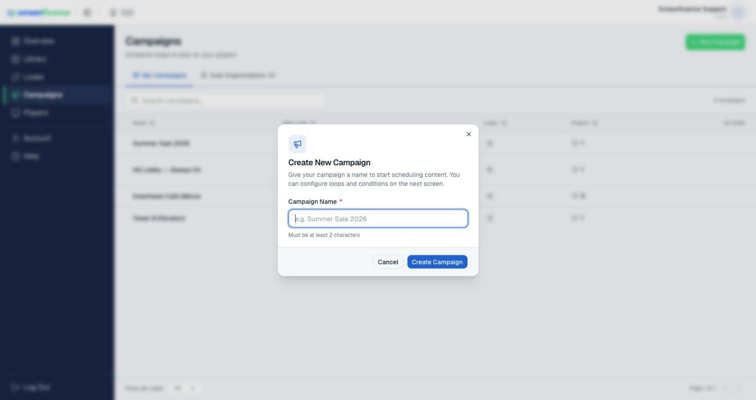 The Create New Campaign window