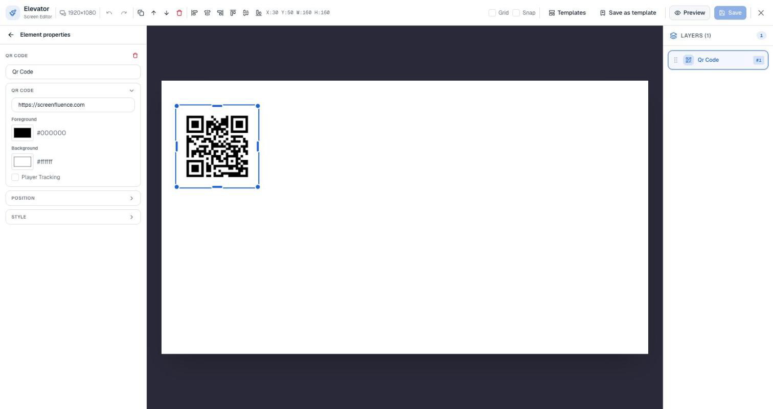 The Screen Editor canvas
