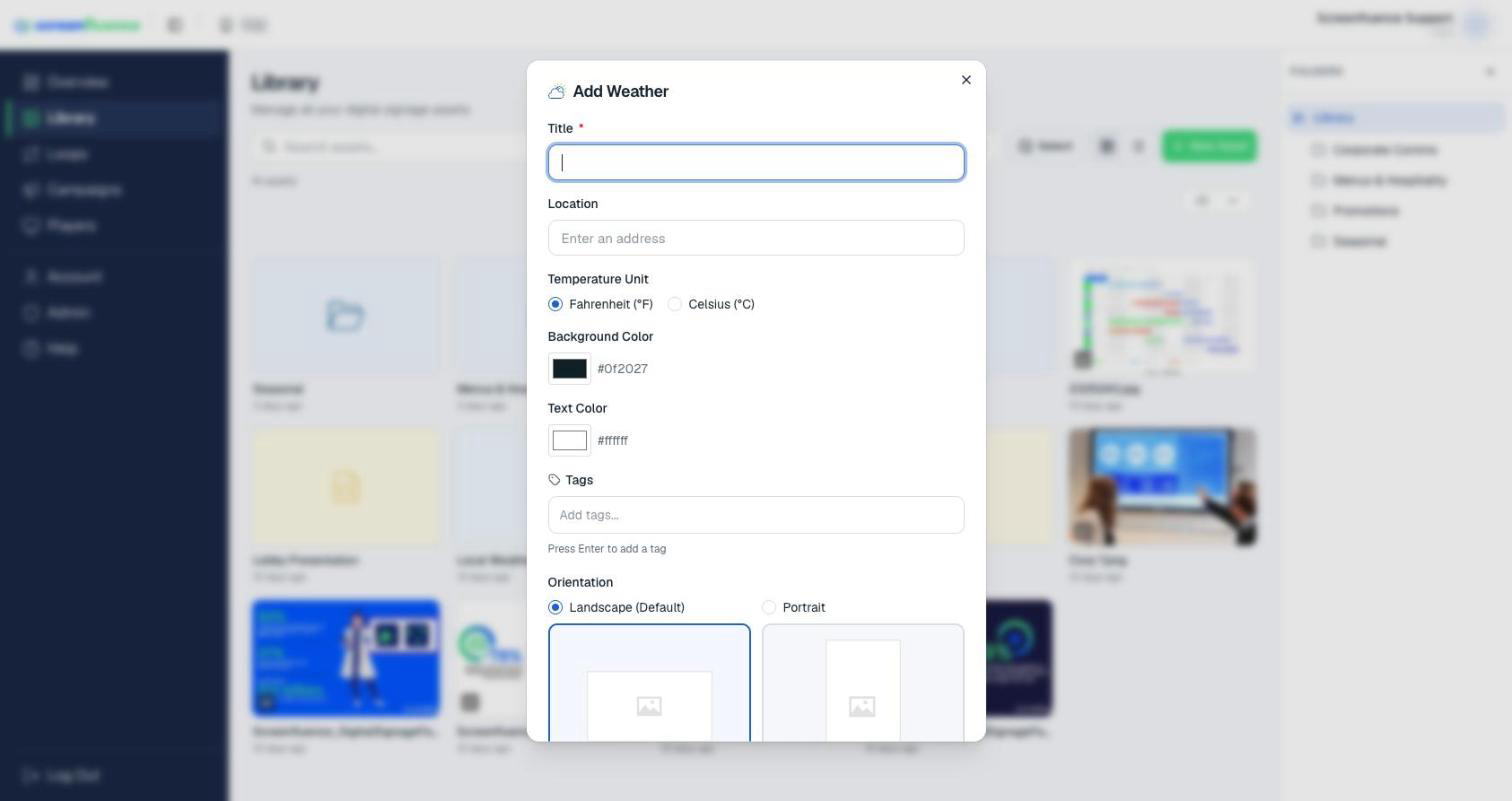 The Add Weather window