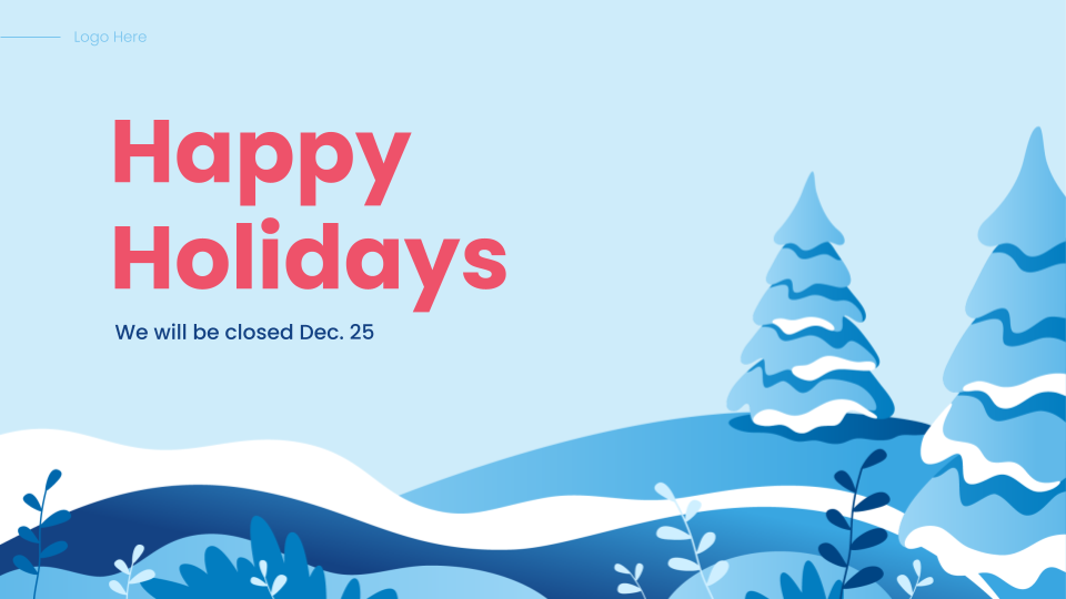 Holiday Closure Announcement digital signage template preview