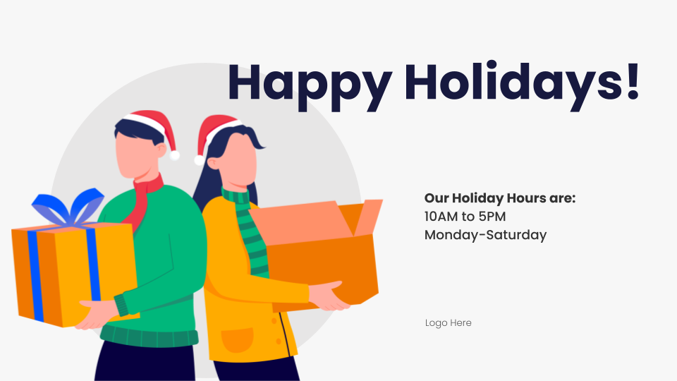 Holiday Store Hours digital signage template preview